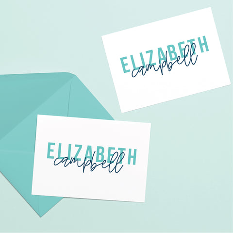 Stacked Block & Simple Script Personalized Folded Notes