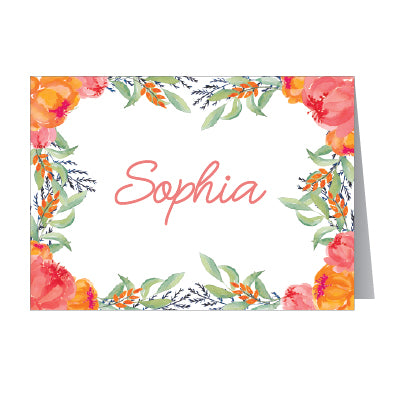 Personalized Botanical Note Cards - Set of 10
