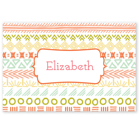 Personalized Note Cards - Set of 10 - Colorful Tribal