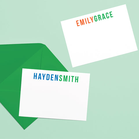Block Personalized Flat Notecards