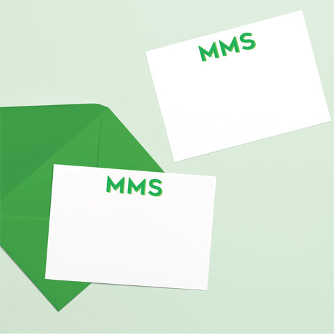 Double Color Monogram Flat Notecards
