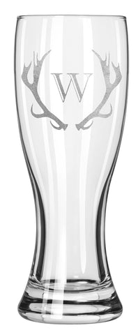 Personalized Initial & Crest Grand Pilsner Glasses