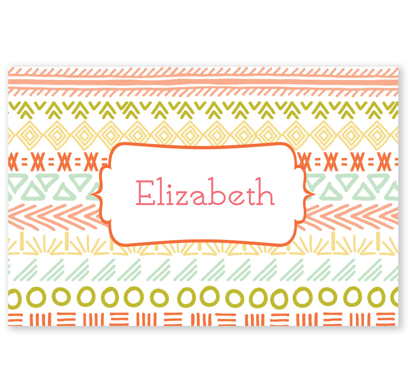 Personalized Note Cards - Set of 10 - Colorful Tribal