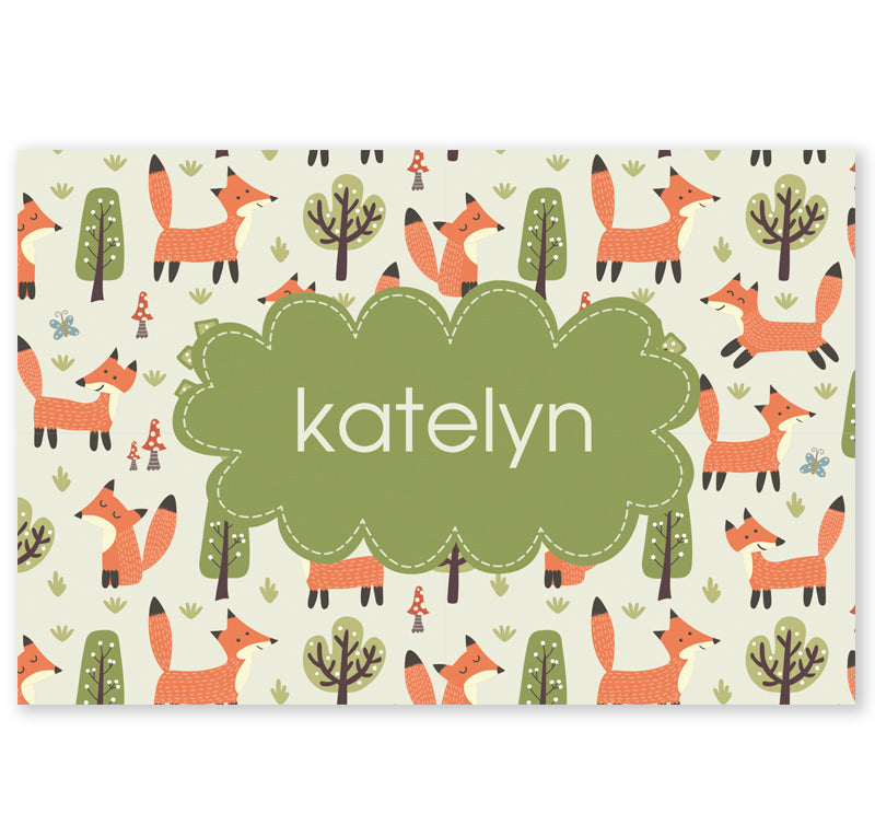 Personalized Kids Note Cards - Set of 10 - Foxy Forest