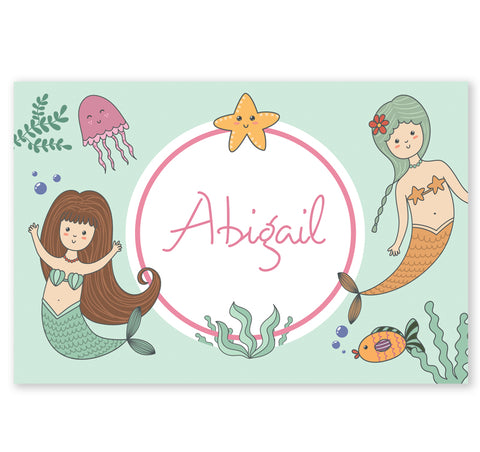 Personalized Kids Note Cards - Set of 10 - Mermaid